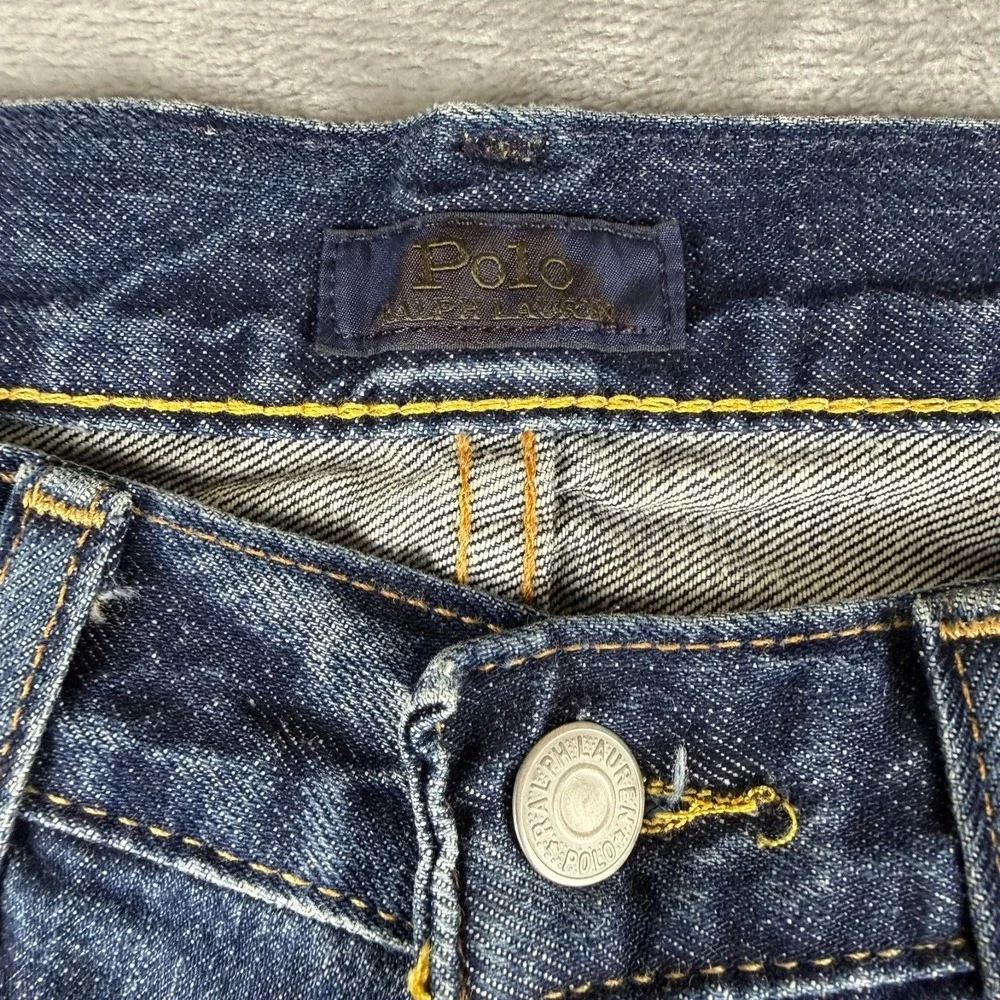 Polo Ralph Lauren Varrick Slim Straight Jeans Mens 32x30 Blue Distressed New NWT